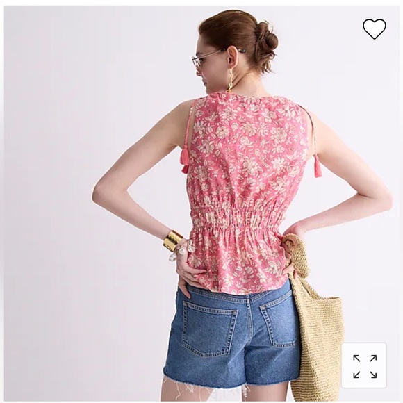 J.Crew V-neck cotton voile top in tossed floral - Picture 3 of 5